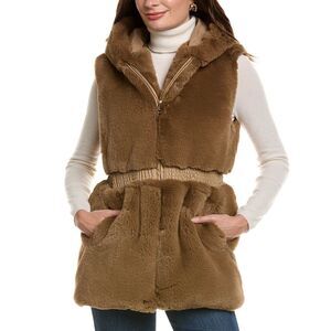 La Fiorentina Womens  Cinched Waist Vest, Brown